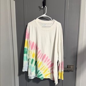 crown & ivy Multicolor Tie-Dye Long Sleeve Tee